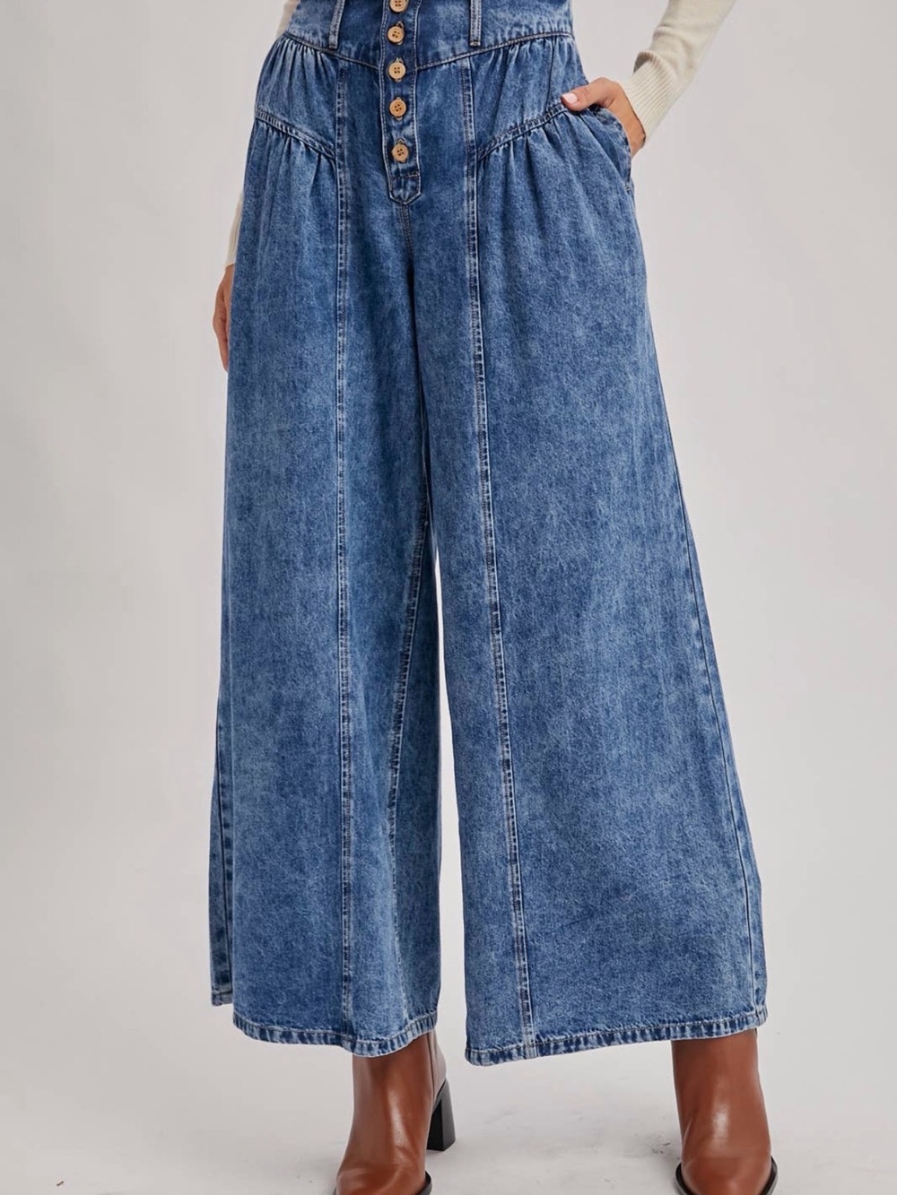 Bluivy High-Rise Wide Leg Denim Jeans in Blue